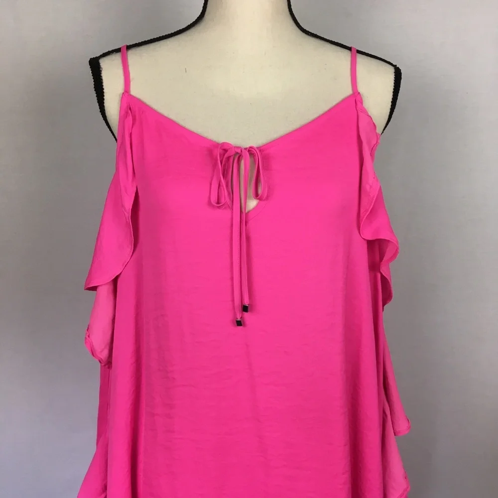 ❤️Jennifer Lopez cold shoulder top tie front L - Picture 4 of 6